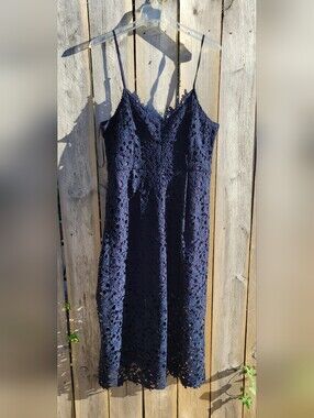 Navy Lace Hi-Low Dress
